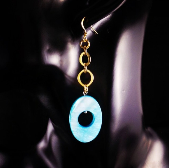 Blue Shell Earrings - Picture 1 of 1